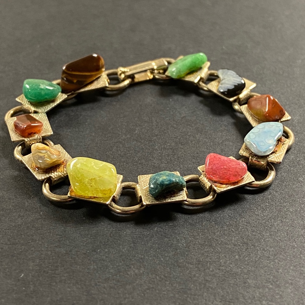 Vintage Natural Stone Earthy Artsy Link Bracelet